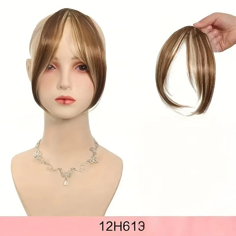 Women's Synthetic Hair Bangs Hairpiece - Natural Straight, Low Maintenance, 12h613 Brown, Note: Do Not Perm or Dye