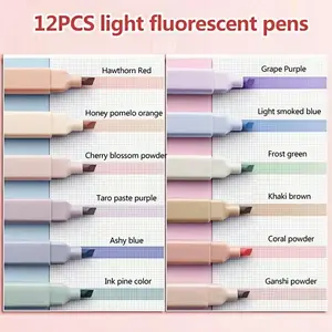 6/12pcs Molandi Highlighter Marker Set, Vintage Color Marking Pens, Pastel Markers, Large Capacity Ink Design, Essential School Supplies