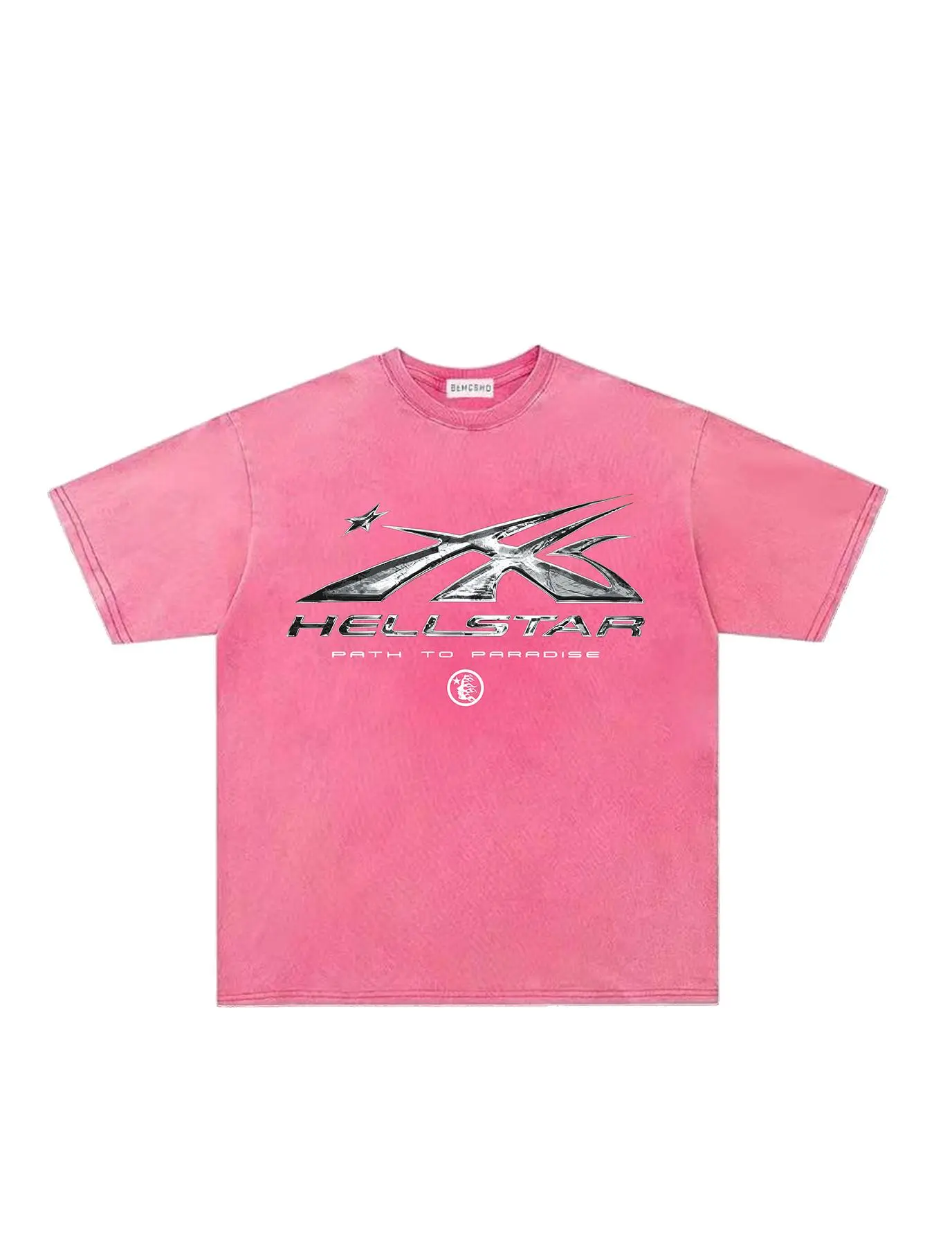 Men Women Vintage Streetwear Graphic Tee, Washed Tie-Dye Star Flame Print T-Shirt, Oversized Cotton Short Sleeve Round Neck Top, Casual Summer Fashion Shirt, Trendy Dark Street Style Menswear