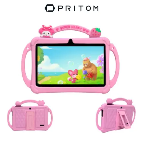 [Stockup] PRITOM Kids Touch Screen Tablet, 7in Android 13 IPS HD Screen, Protective Case, Parental Control, Dual Cameras, Pre-Installed Learn & Play Apps, Christmas Gifts for Boys, Ideal Pink/Blue Kids Gift