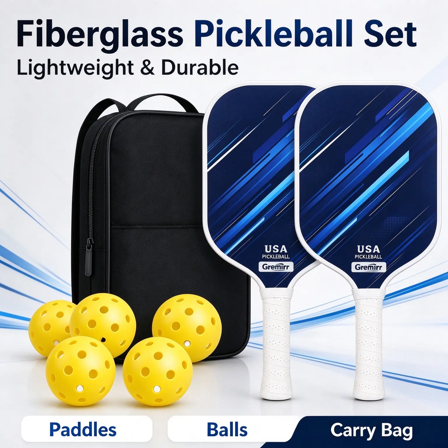 USA Pickleball Approved Unisex Complete Pickleball Bundle Pack - 2 Paddles, Carry Bag, Includes Balls, Premium Beginner Outdoor Sports Gift Gear