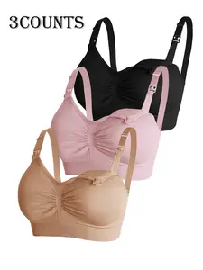 Women's Maternity Nursing Bra Set, Front Button Design, Comfortable Breastfeeding Support, Casual Style, All Season Wear, Maternity Bras