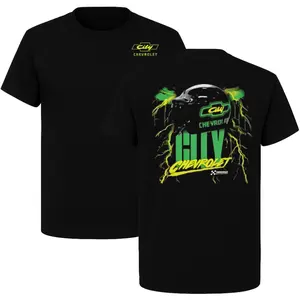 City Chevrolet Lightning Racing T-Shirt, Neon Helmet Graphic Tee, Fast Car Racing Shirt for Motorsport & Chevy Fans