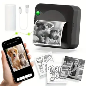 Portable Wireless Mini Printer, Thermal Inkless Printer, Compatible with iOS and Android, Ideal for Office and Home Use