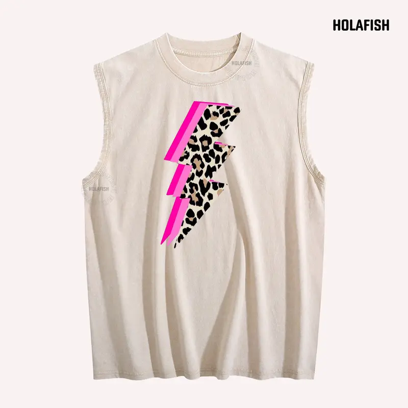 Holafish Women's Retro Vintage Vibe Tank Top - Acid Washed 100% Cotton Fabric, Oversized Loose H-Type Fit, Sleeveless Unisex Streetwear, Soft Crew Neck, Breathable Basic Top for Workout, Hang Dry Care