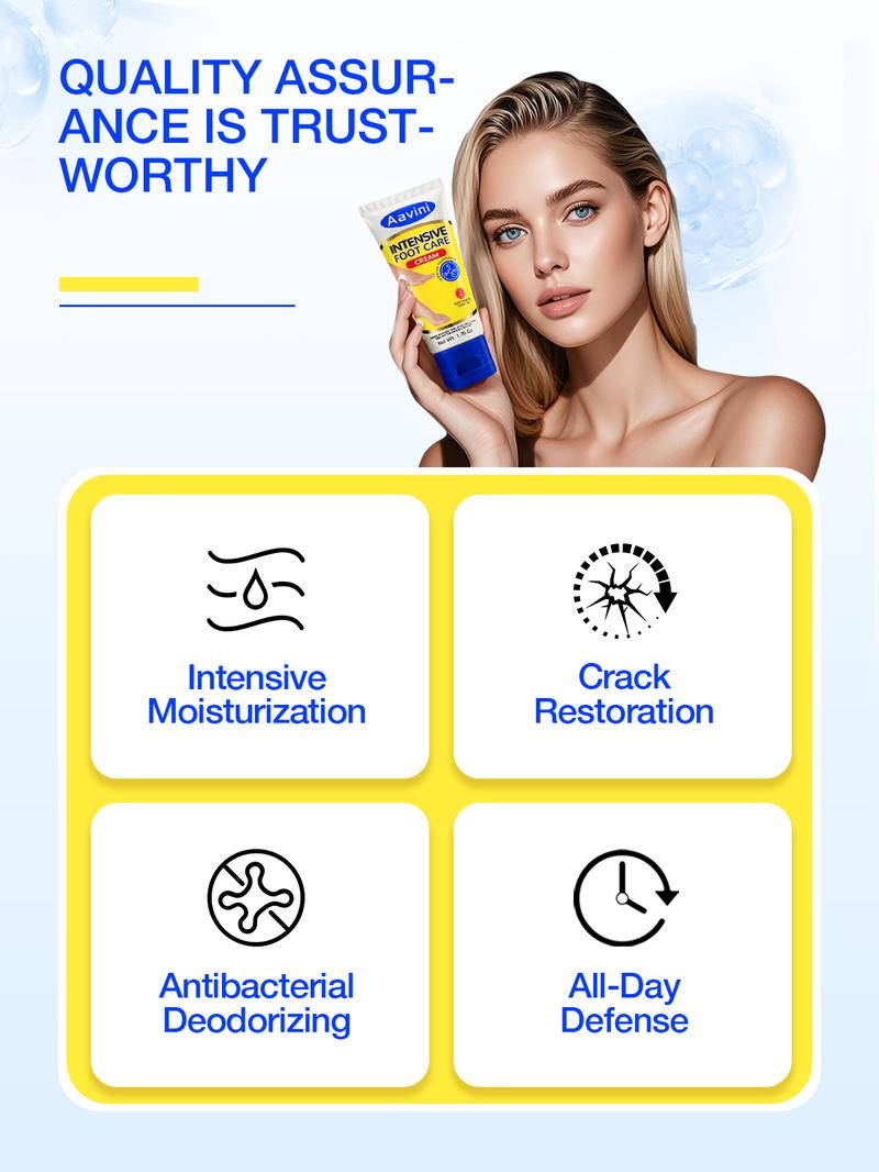 Aavini Intense Foot Cream - Repairs Cracked Skin, Antibacterial and Deodorizing, Removes and Softens Calluses, For All Skin Types, Moisturizing Foot Lotion