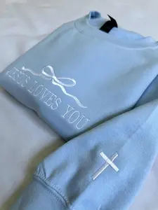 Jesus Loves You Embroidered Sweatshirt: Christian Apparel