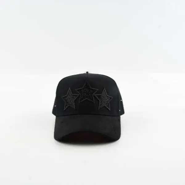 THREEFACE × CHOOSE ME 'STAR CAP' Black MultiStarr Black Baseball Cap with Embroidered Stars for Men and