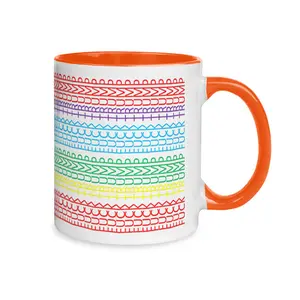 11oz Rainbow Ceramic Mug, Microwave & Dishwasher Safe, Food-Grade Coffee Cup for Home Office