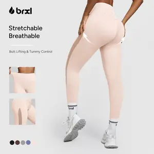 BRXL 【Discount for live】Compression Leggings with Breathable Mesh Panels for Women Tummy Control Leggings High Waist Workout Athletic Yoga Pants-brxl-1