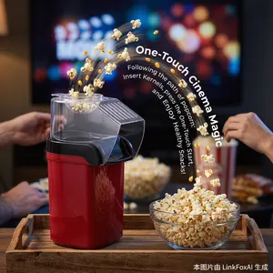 High-power electric popcorn maker — oil-free, efficient popcorn cooker — ideal for kitchen use, 1200 W, heats in 2 minutes — perfect for family gatherings, birthday parties, or watching the World Cup at home.