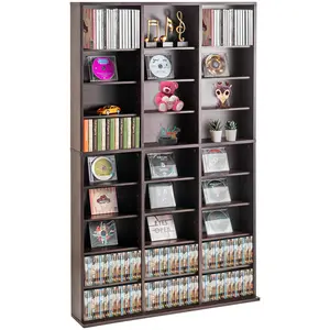 fathersdaygift VEVOR Media Storage Cabinet, 9-layer DVD Shelf Holds up to 756 CDs, Adjustable CD Shelves 27 Compartments, Protects Organizes Music, Movie, Video Games or Memorabilia Collections, Espresso