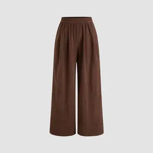Cider [size 2-26] Corduroy Mid Rise Solid Pocket Wide Leg Trousers