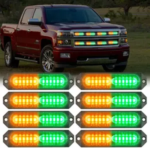 Nilight 8PCS Led Strobe lights 12LED Amber Green Light 12V 24V Surface Mount Flashing Warning Hazard Beacon Lights Ultra Slim Sync Feature Mini Grille for Cars Trucks Off Road Vehicles SUV  dealsforyoudays