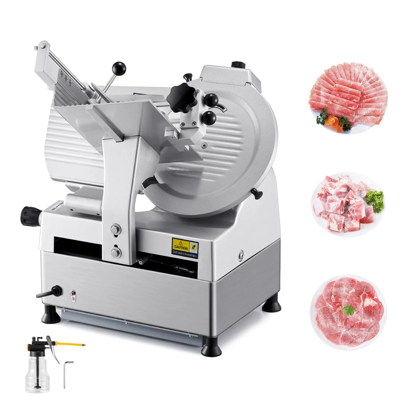 【Backtoschool】VEVOR Automatic Meat Slicer,  , 180W + 370W Deli Slicer with a 12 inch Premium 65Mn Blade, 0-0.3 inch Adjustable Thickness, Electric Food Slicer Machine for Meat, Vegetables, Hard Bread, and Cheese