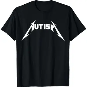 Funny Design Autism Skeleton Meme Metal Rock Unisex T-Shirt for Men Women with Cool Graphic Print