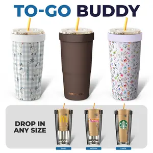 To-Go Buddy - Universal Cup Insulator for to-go cups - Keeps Drinks Hot Cold 12+ Hours - Vacuum Insulated Tumbler To-Go Buddy - Universal Cup Insulator for to-go cups - Keeps Drinks Hot Cold 12+ Hours - Vacuum Insulated Tumbler