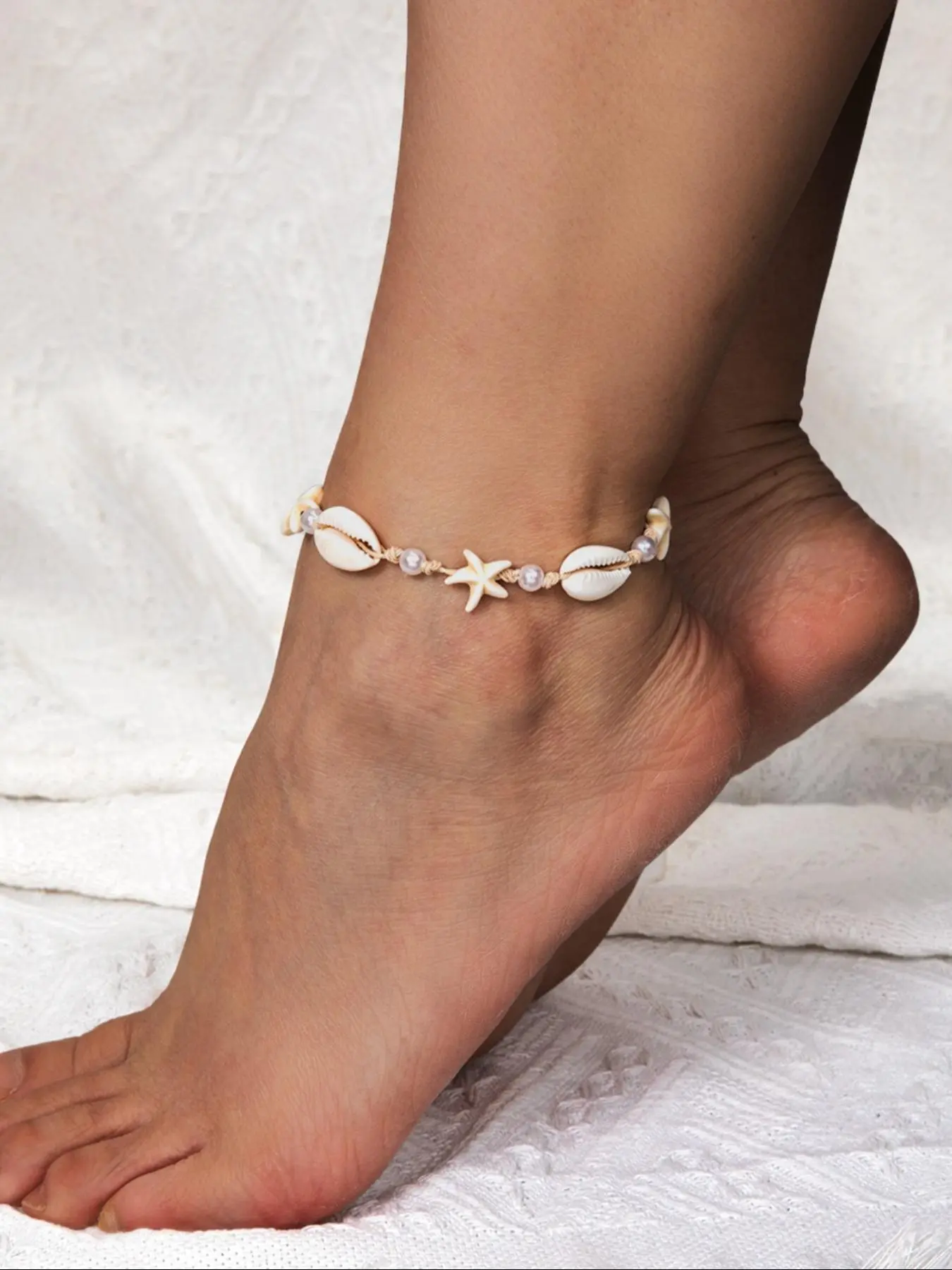 Boho Style Shell & Starfish Decor Anklet, Adjustable Braided Anklet for Women & Girls, Fashion Jewelry for Party, Daily Decor, Trendy All-match & Exquisite Jewelry for Birthday Gift, Trendy Fashionable Accessories