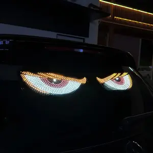 Pair of Automotive "Demon Eye" Lights — Dynamic,Flexible LED Digital Display for Windshields — Flexible Exterior Car Decorative Lighting Accessories — Universal Fit
