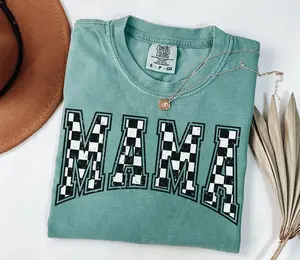Comfort Colors Checkered Mama Shirt Gift For Mom Retro Mom Tee Mother's Day Gift Vintage Checkered Mama Tshirt Varsity Mom Sweatshirt