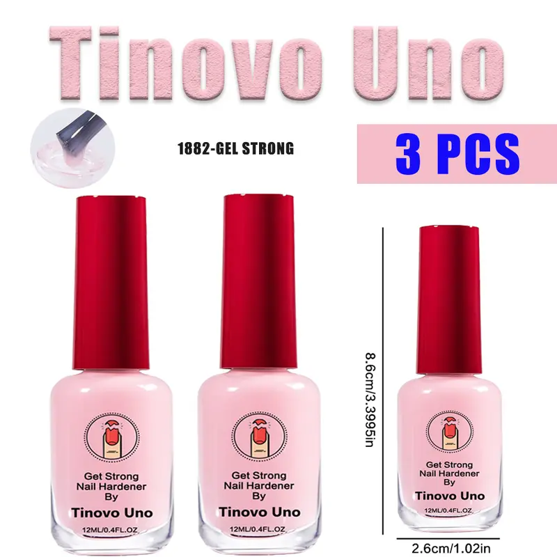 Tinovo Uno New Arrival Get Strong Powerful Nail Hardener, Keratin Formula That Dries Naturally, Long-Lasting Protection Against Breakage And Chipping, Suitable for Soft And Thin Nails, Natural Pink Nail Polish, Smooth Application, Nail Art Essential