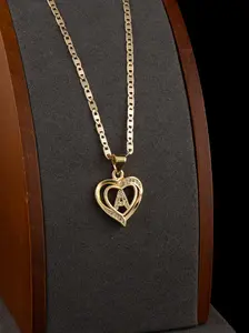 Gold Laminate Small Heart-Shaped Initial Pendant Necklace, Includes Minimalist 18-in or 24-in Chain