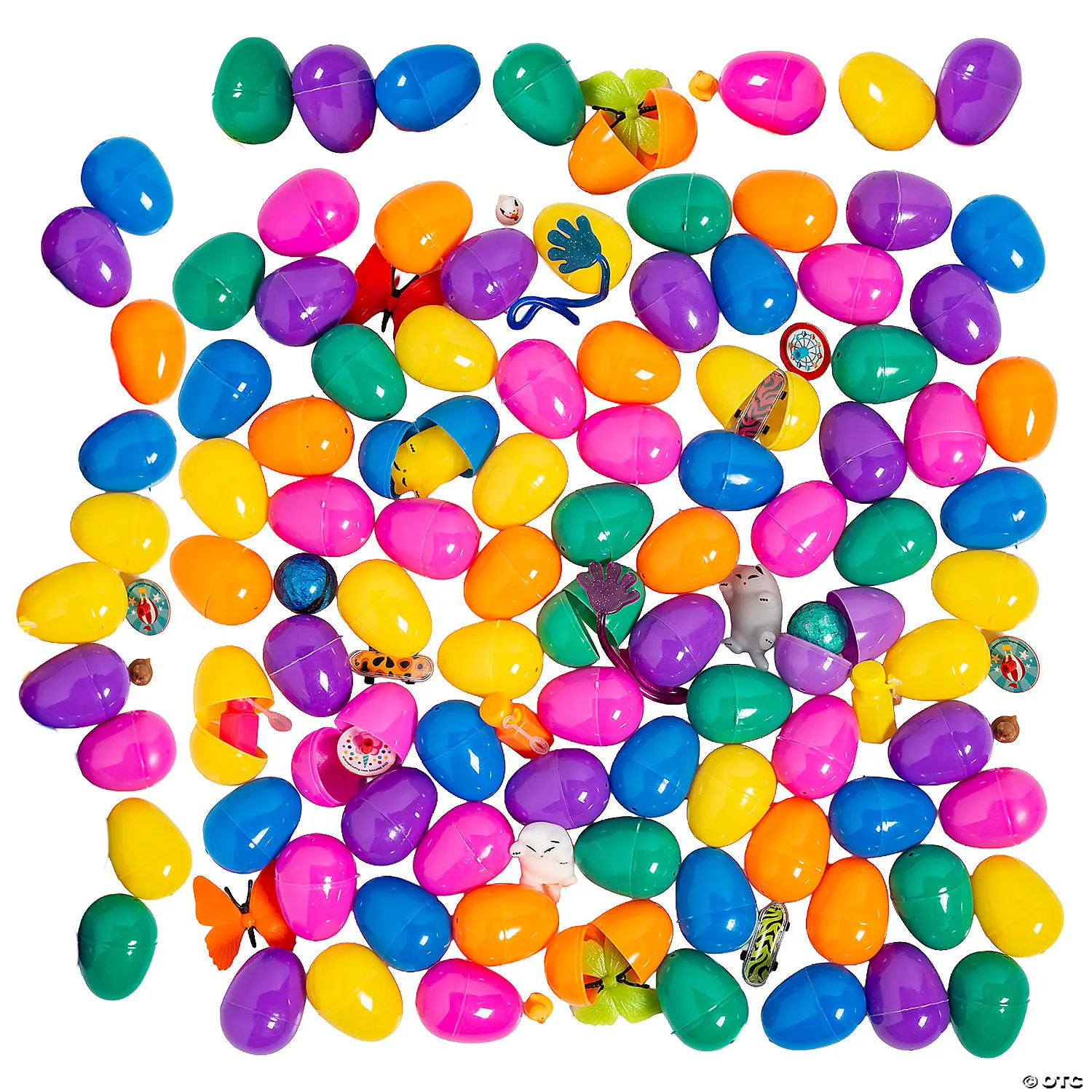 Squishy Magic Color Eggs Capsule Toys, 2.5" Colorful Toy-Filled Plastic Easter Eggs, Bulk 100 Pcs