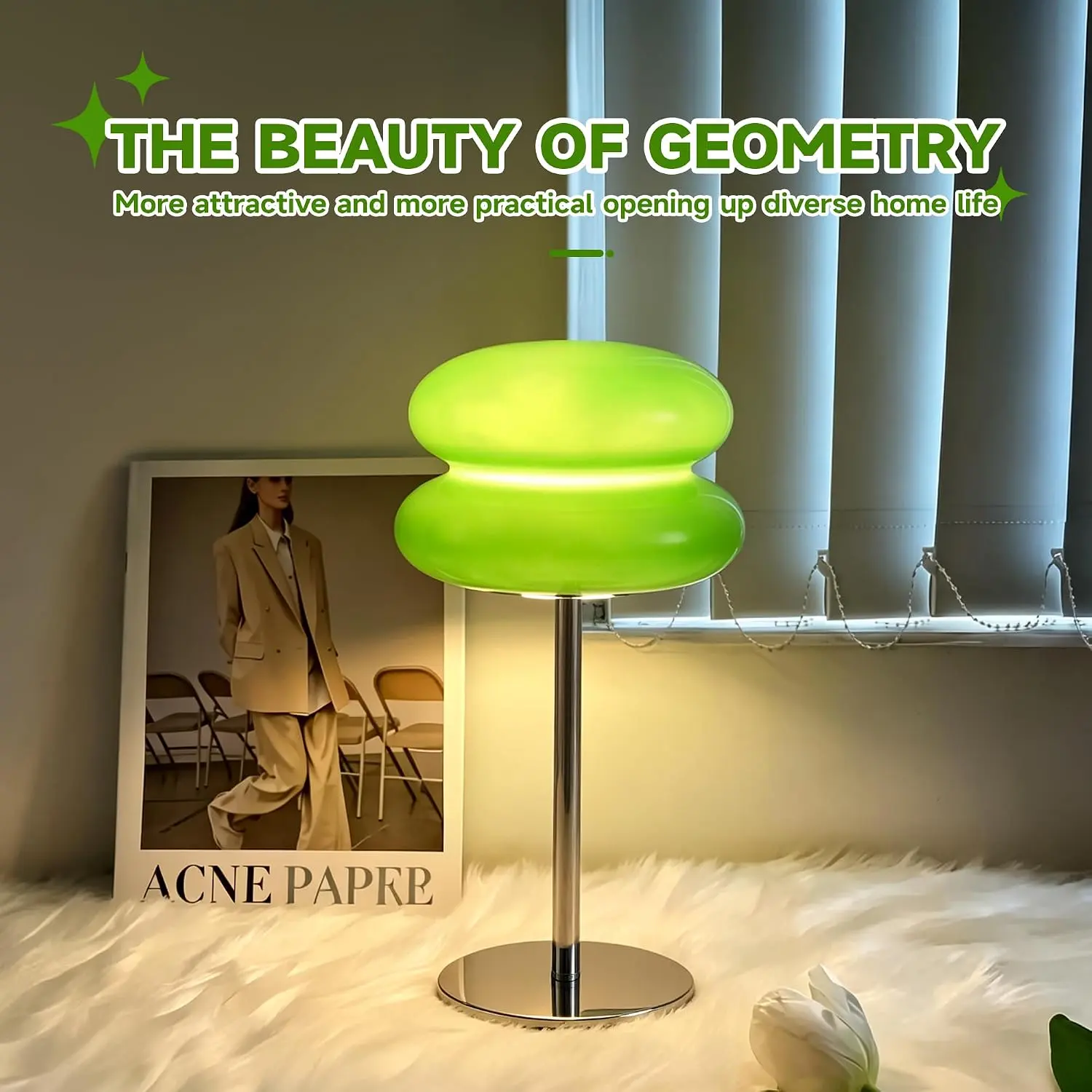 Bedroom Mushroom lamp, Medieval Modern Bedside Table lamp for Night Stands, Vintage dimmable Small Lamps, Cute Cool Desk Lamps Home Room Aesthetic Decor for Living Room(Green)