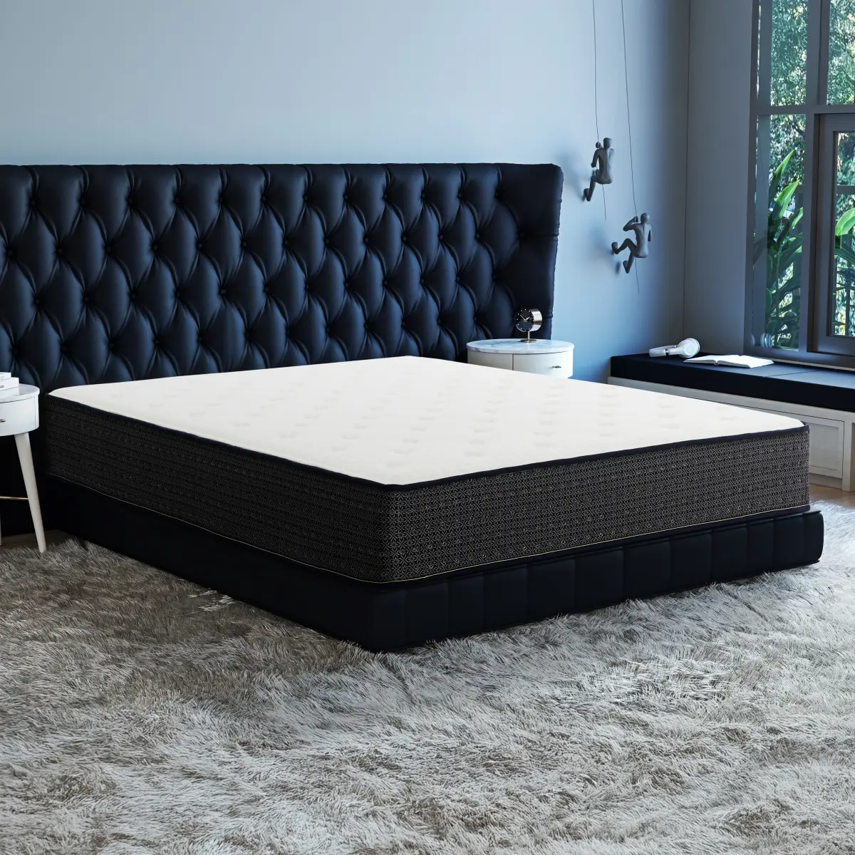 10-Inch Firm Hybrid Mattress with Breathable Cooling Knit Cover, Gel Memory Foam, and Coil Base, Mattress in a Box