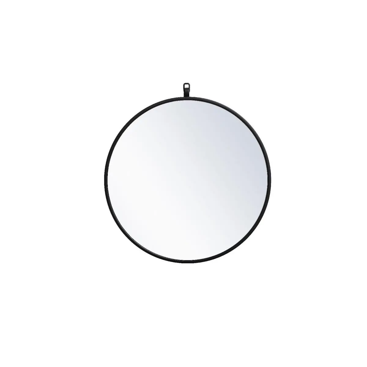 Elegant Decor MR4721BK Modern 21 in. Metal Frame Round Ring Wall Mirror, Glass Surface, MDF-Backed Hanging Mirror with Decorative Hook, Black