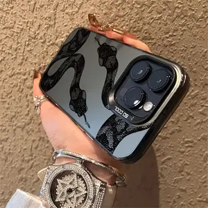 Python Design for iPhone 16 Pro Max/15/14 PLUS/13/12/11 Case, with Plated Buttons, Sturdy Shockproof Protection, Anti-drop and Anti-fingerprint Features, Offering a Fashionable and Elegant Appearance, Made of Durable, Shockproof, and Stylish PC Material