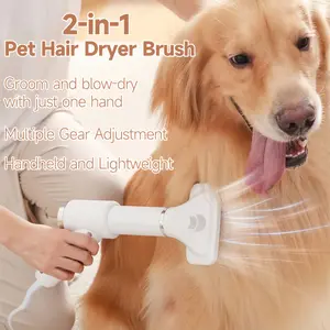 Quiet 2-in-1 Pet Grooming Hair Dryer Slicker Brush, Dog Hair Dryer Brush, And Pet Grooming Dryer Brush With Adjustable 3 Airflow Heat Settings