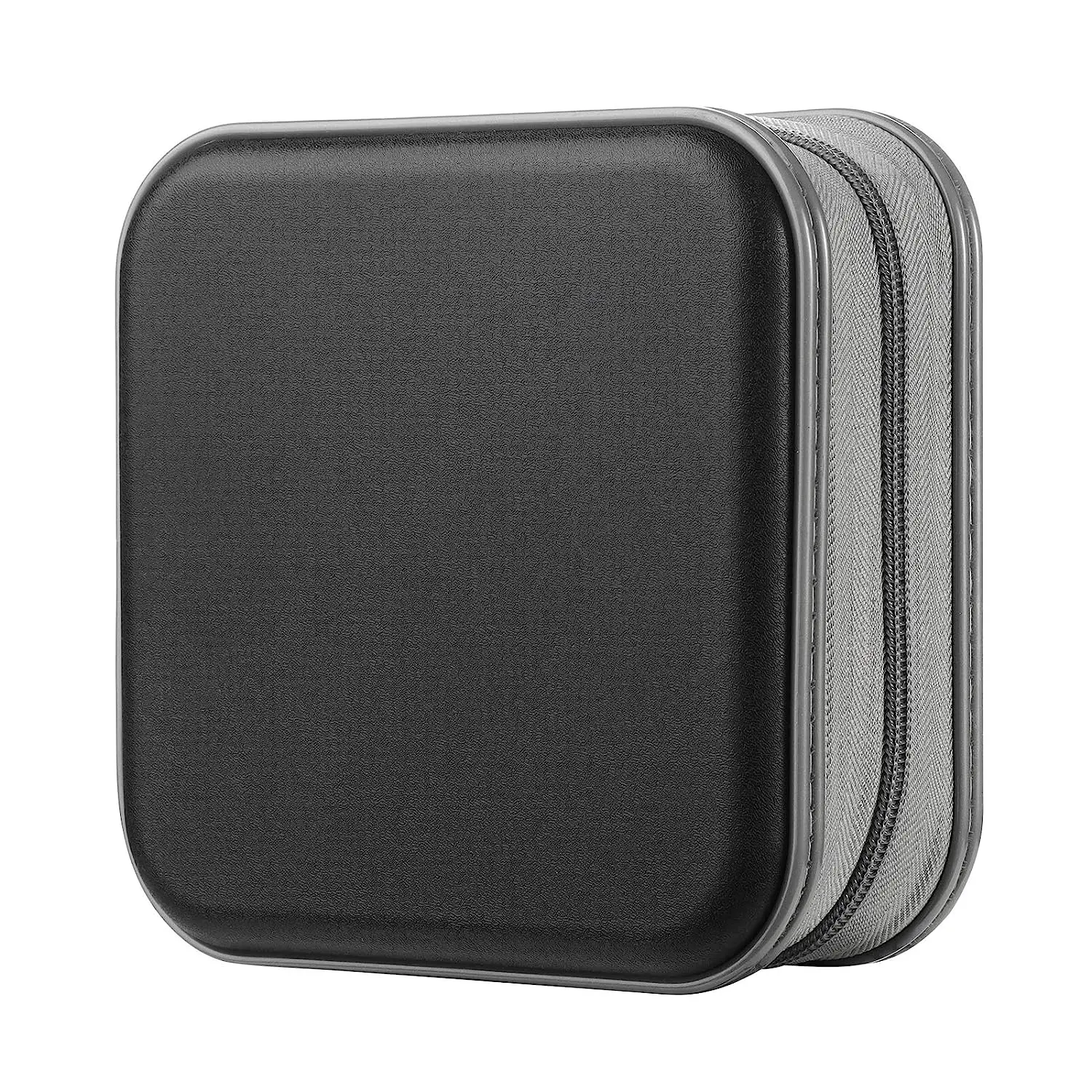 CD Case, 48 Capacity Hard Plastic DVD Case Portable Zipper CD Case Holder Large Storage Disc Wallet Bag Cover Durable CD Case Protection For Car Home Travel（48Capacity,Black)