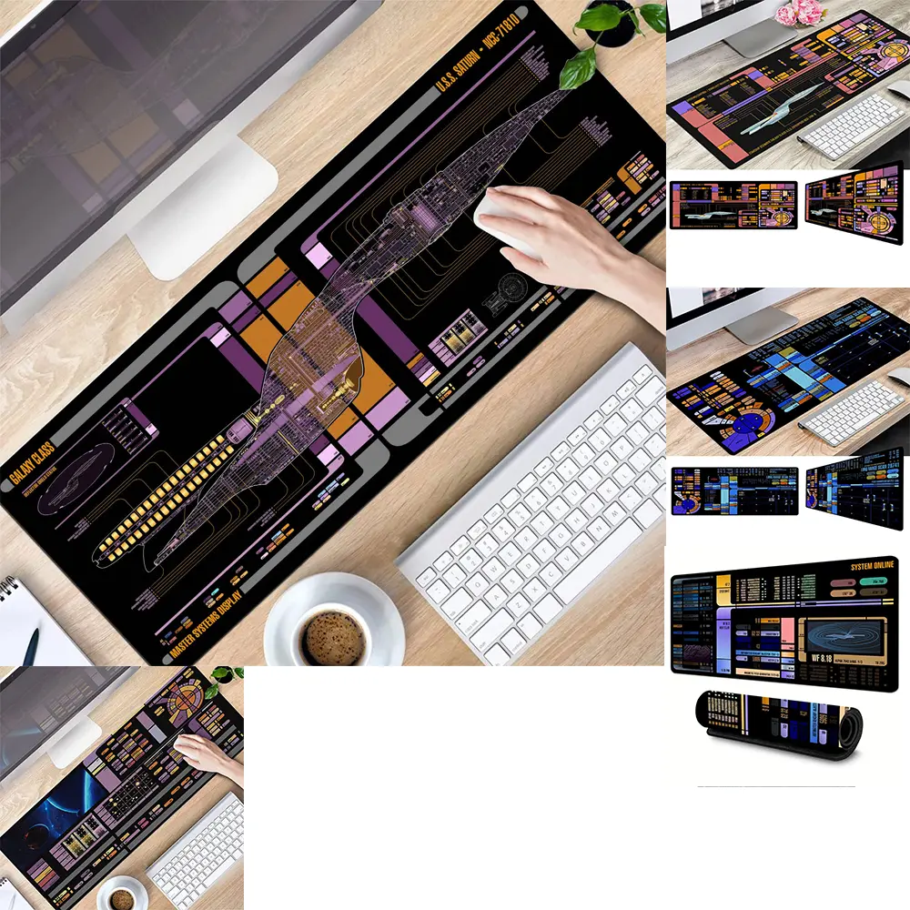 Sci-fi Control Console Display Desk Mat - 12 Designs, 31.5 × 11.8 Inch (80 × 30 Cm ))/12 × 18 Inch, 3mm Thick Neoprene, Anti-Slip Backing, Gaming Display Mouse Pad for Trekkies, Gamer Computer Accessories