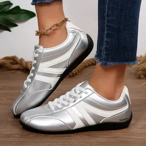 Women's Retro Striped Sneakers Casual Lace Up Low Top Lightweight Walking Shoes