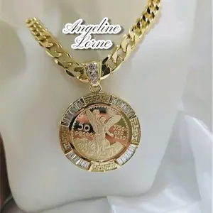 Cadena cubana 10mm diazepam 24 inch Láminado 14k capas Oro Real Alta Calidad Uso Diario