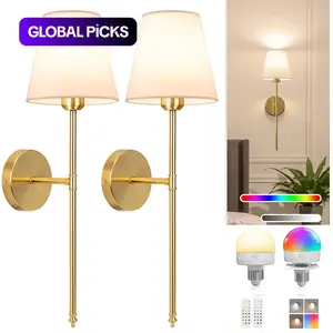 Wireless Battery-Powered Wall Lamps in /, Remote Control Bedroom Lights, Rechargeable Multi-Color Bulbs for Living Room & Hallway, Adjustable Lights, Decorative Wall Light