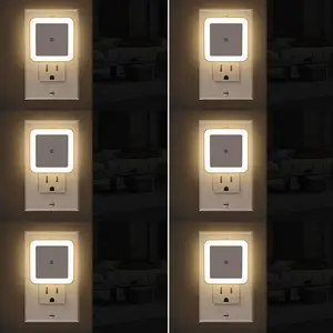 6 Pack Plug-in Night Light with Smart Sensor - Auto On/Off Warm White for Bedroom & Bathroom