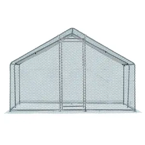 REBUYHOME 10 x 10 ft Large Metal Chicken Coop, Waterproof Cover with Walk-in Poultry Cage Chicken Hen Run House , Rabbits Cats Dogs Farm Pen for Outdoor Backyard Farm Garden