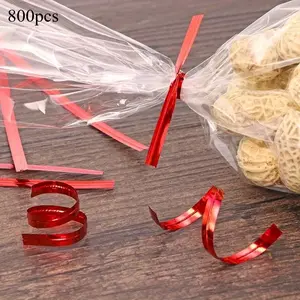 800pcs, Metallic Twist Ties, Perfect For Sealing Plastic Bags, Bread Bags Candy Bags Coffee Bags Snack Bags, Party Gifts, Rope Gift Tie, Binding Wire Ties, Decorative Golden Wire, Wire Rope, Bread Food Wrapping Belt, Baking Shop Supplies