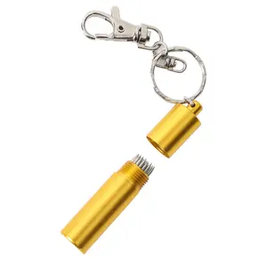 Pool Cue Tip Shaper Pick Pricker Metal Repair Tool Needle Thorn Tool with Keychain- Gold