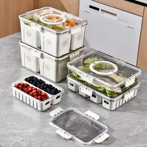 Kitchen Gadget Compartments Divided Serving Tray With Lid Veggie Tray Portable Snack Box Food Container For Biscuits Candy Fruits Nuts Plastic Utensils