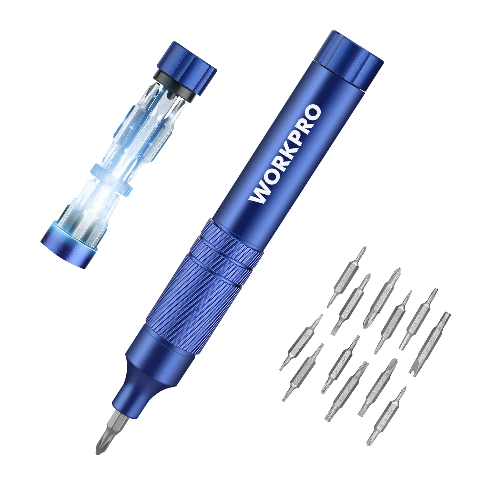 #fathersdaygift WORKPRO 24-in-1 Precision Screwdriver Sets, Pen Style Manual Screwdriver, 24 counts Tough S2 Steel Small Screwdriver Bits, Ideal for Eyeglass, Watch, Laptop, Phone, Jewelry and Electronic, Blue