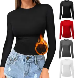 Women's Long Sleeve Thermal Shirts Crew Neck Square Neck Fleece Lined Base Layer Thermal Underwear Tank Tops for Cold Weather, Casual Basic T-Shirts Winter Clothes 2025