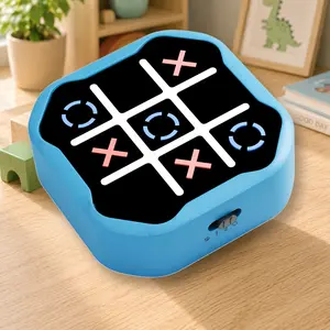 Tic Tac Toe Educational Toy, 3-in-1 Handheld Puzzle Console with Silent Mode, Portable Travel Game for Kids & Adults, Ages 3+