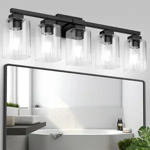 3/4/5 Lights Bathroom Light Fixtures, Modern Nickel Bathroom Vanity Light, Bathroom Lighting Fixtures Over Mirror, Matte Nickel Bathrom Wall Lamp, Wall Lights for Living Room Bedroom Hallway