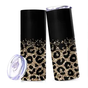 20oz Tumbler, 1 Count Leopard Print Insulated Tumbler with Lid & Straw, Durable Stainless Steel Drinking Cup for Home Office Outdoor Camping, Drinkware, Water Bottles