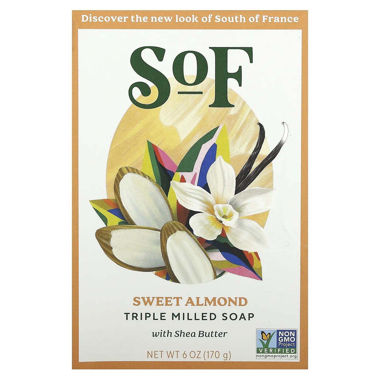 SoF Triple Milled Bar Soap with Shea Butter, Sweet Almond, 6 oz (170 g)