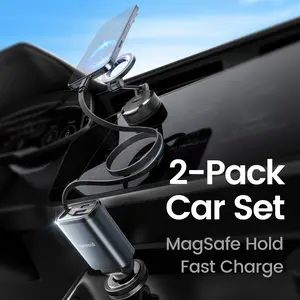 Lamicall 2-in-1 MagSafe Car Mount & Retractable USB-C Fast Car Charger Combo 57W Ultra-Compact Phone Holder Fits iPhone 16/15 Pro Max Galaxy S25/S24 Ultra Pixel Adjustable #TikTokShopBlackFriday #TikTokShopCyberMonday