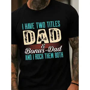 Mens Dad Bonus Dad Graphic TShirt Limited Edition Black Casual Short Sleeve Round Neck Tee with Dad and Design Machine Washable Summer Weekend Wear Fathers Day Gift Idea Regular Fit for Youth Same Style for Men and Women 2026 Summer Short Sleeved